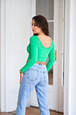 CROP TOP S VÝSTRIHOM AJ NA CHRBÁTE - BAVLNA