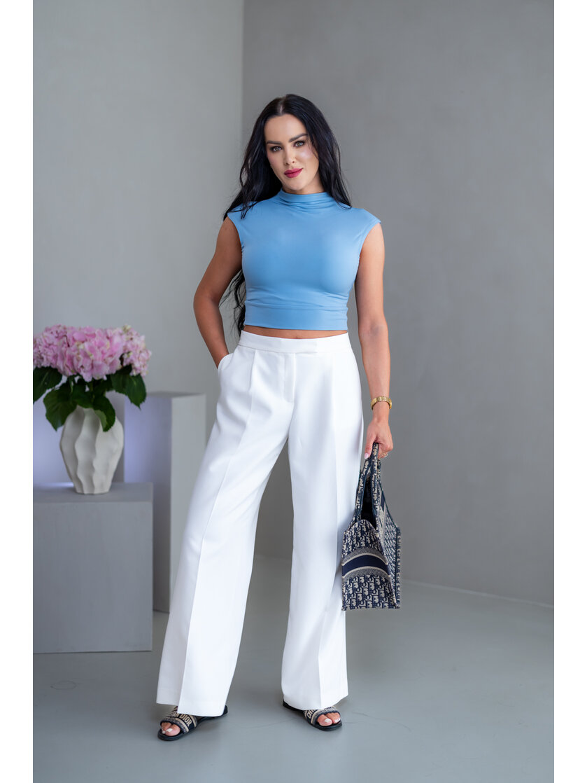 CROP TOP “THEA” - PRINECHANÝ STOJAČIK A PADNUTÉ PLECIA