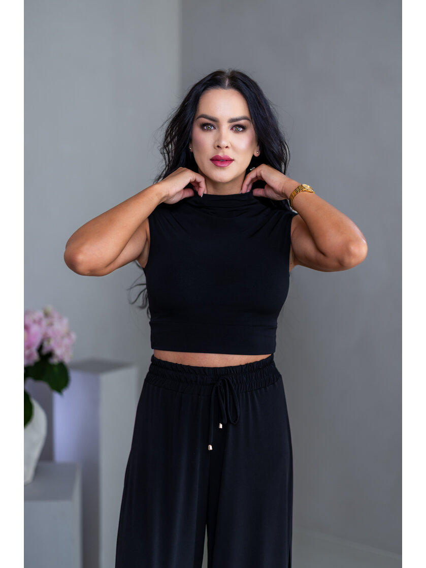 CROP TOP “THEA” - PRINECHANÝ STOJAČIK A PADNUTÉ PLECIA
