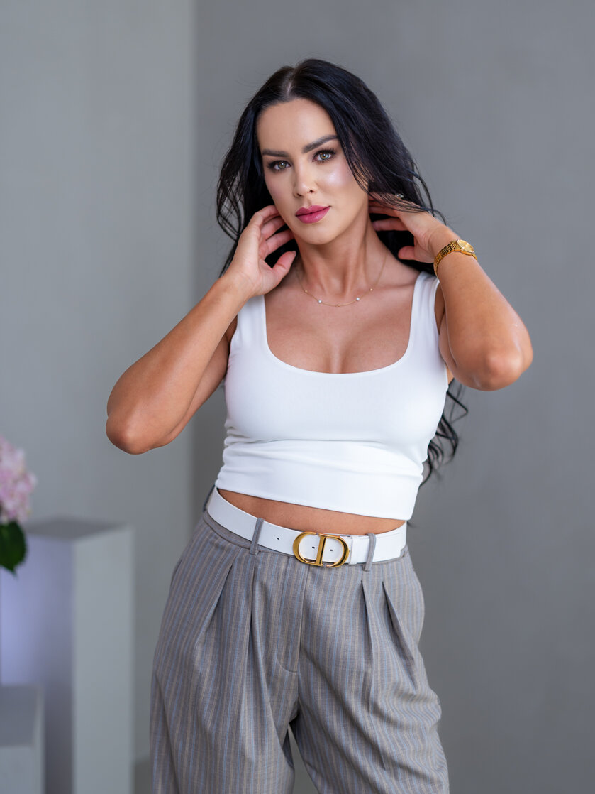 DVOJVRSTVOVÝ CROP TOP “THEA” - TIELKO S VÝSTRIHOM