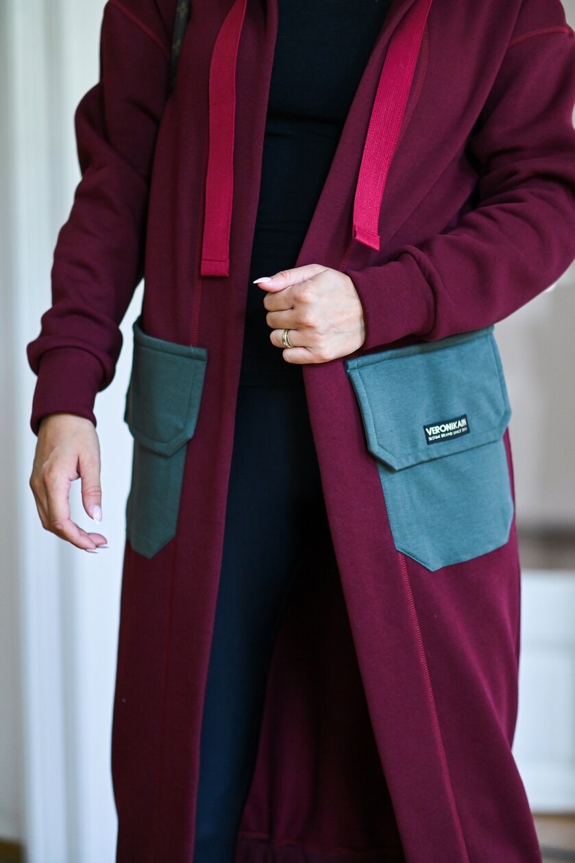 KARDIGAN BORDEAUX & KHAKI / 2 DĹŽKY NA VÝBER !
