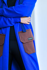 KARDIGAN COBALT BLUE & BROWN / 2 DĹŽKY NA VÝBER !