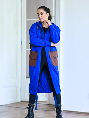 KARDIGAN COBALT BLUE & BROWN / 2 DĹŽKY NA VÝBER !