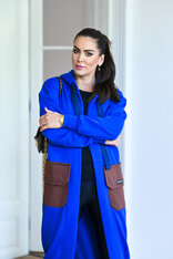 KARDIGAN COBALT BLUE & BROWN / 2 DĹŽKY NA VÝBER !