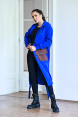 KARDIGAN COBALT BLUE & BROWN / 2 DĹŽKY NA VÝBER !