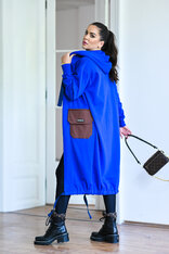 KARDIGAN COBALT BLUE & BROWN / 2 DĹŽKY NA VÝBER !