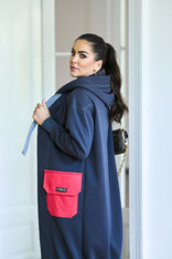 KARDIGAN DARK GRAY & SALMON / 2 DĹŽKY NA VÝBER !
