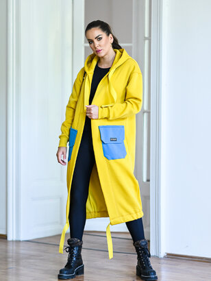 KARDIGAN DARK YELLOW & PETROL / 2 DĹŽKY NA VÝBER !