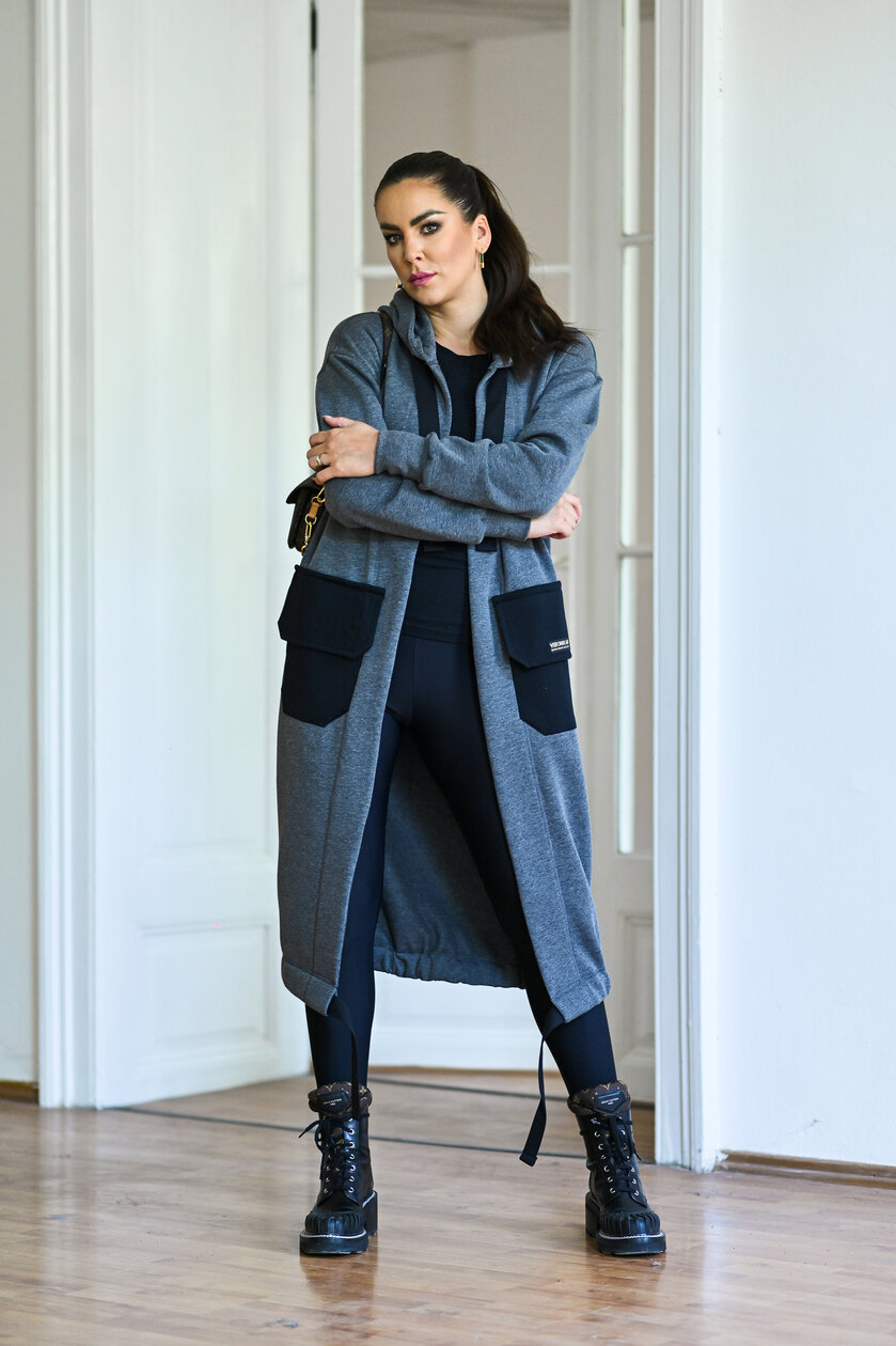 KARDIGAN GRAY & BLACK / 2 DĹŽKY NA VÝBER !