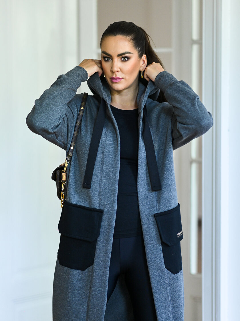 KARDIGAN GRAY & BLACK / 2 DĹŽKY NA VÝBER !