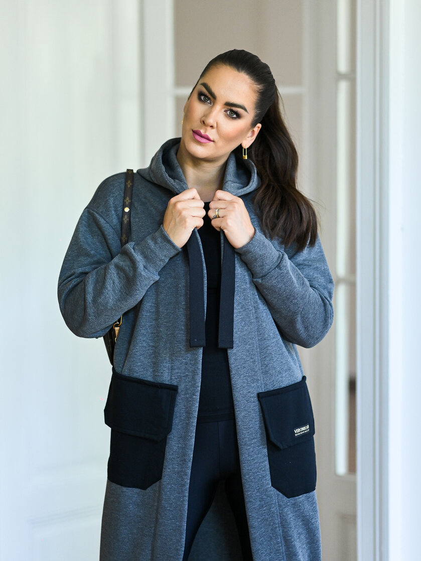 KARDIGAN GRAY & BLACK / 2 DĹŽKY NA VÝBER !