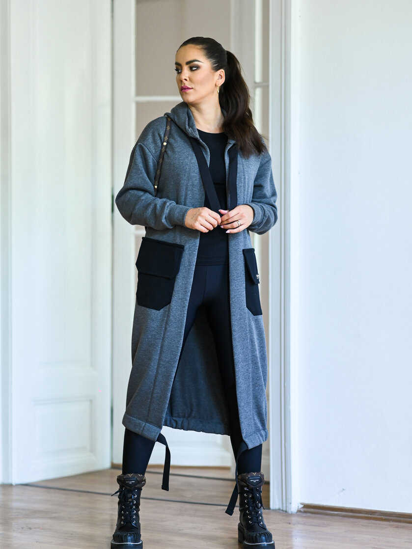 KARDIGAN GRAY & BLACK / 2 DĹŽKY NA VÝBER !