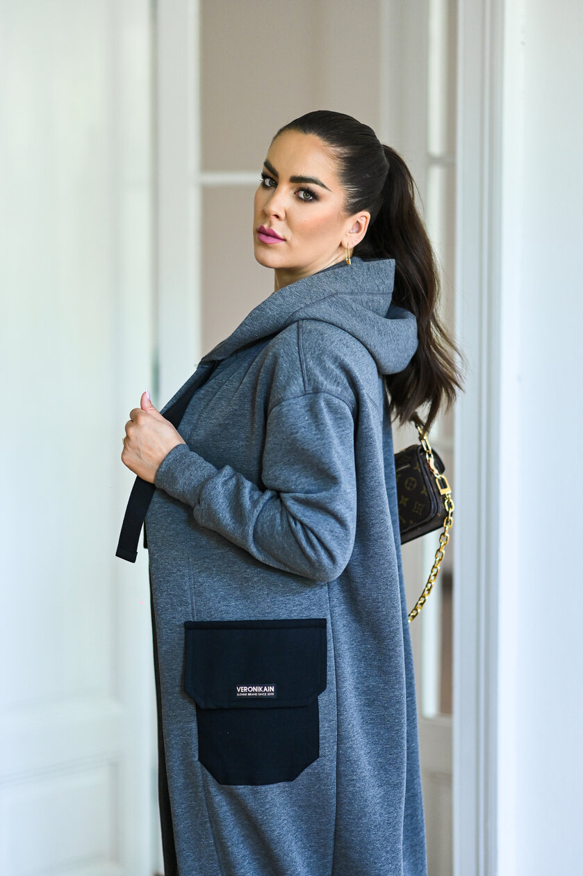 KARDIGAN GRAY & BLACK / 2 DĹŽKY NA VÝBER !
