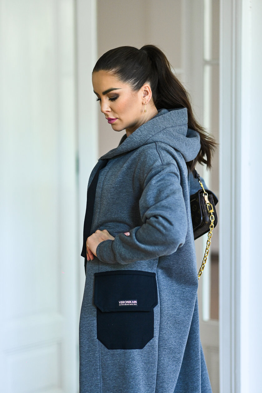 KARDIGAN GRAY & BLACK / 2 DĹŽKY NA VÝBER !