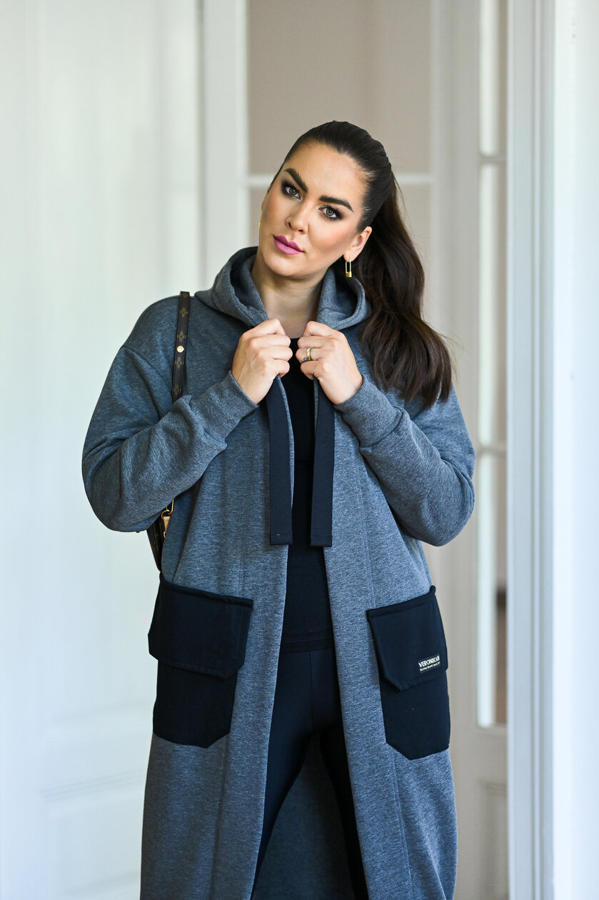KARDIGAN GRAY & BLACK / 2 DĹŽKY NA VÝBER !