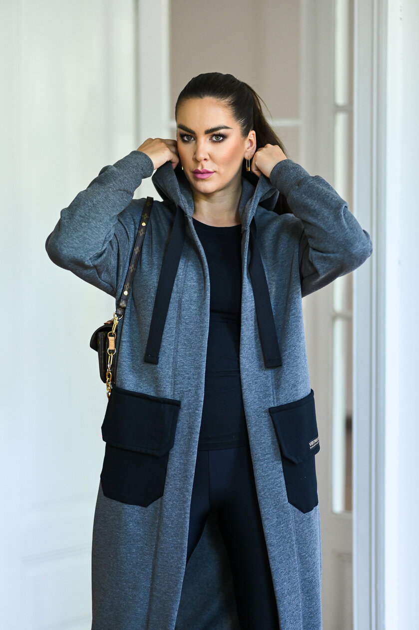 KARDIGAN GRAY & BLACK / 2 DĹŽKY NA VÝBER !