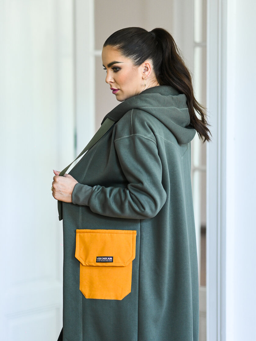 KARDIGAN KHAKI & OCHER / 2 DĹŽKY NA VÝBER !