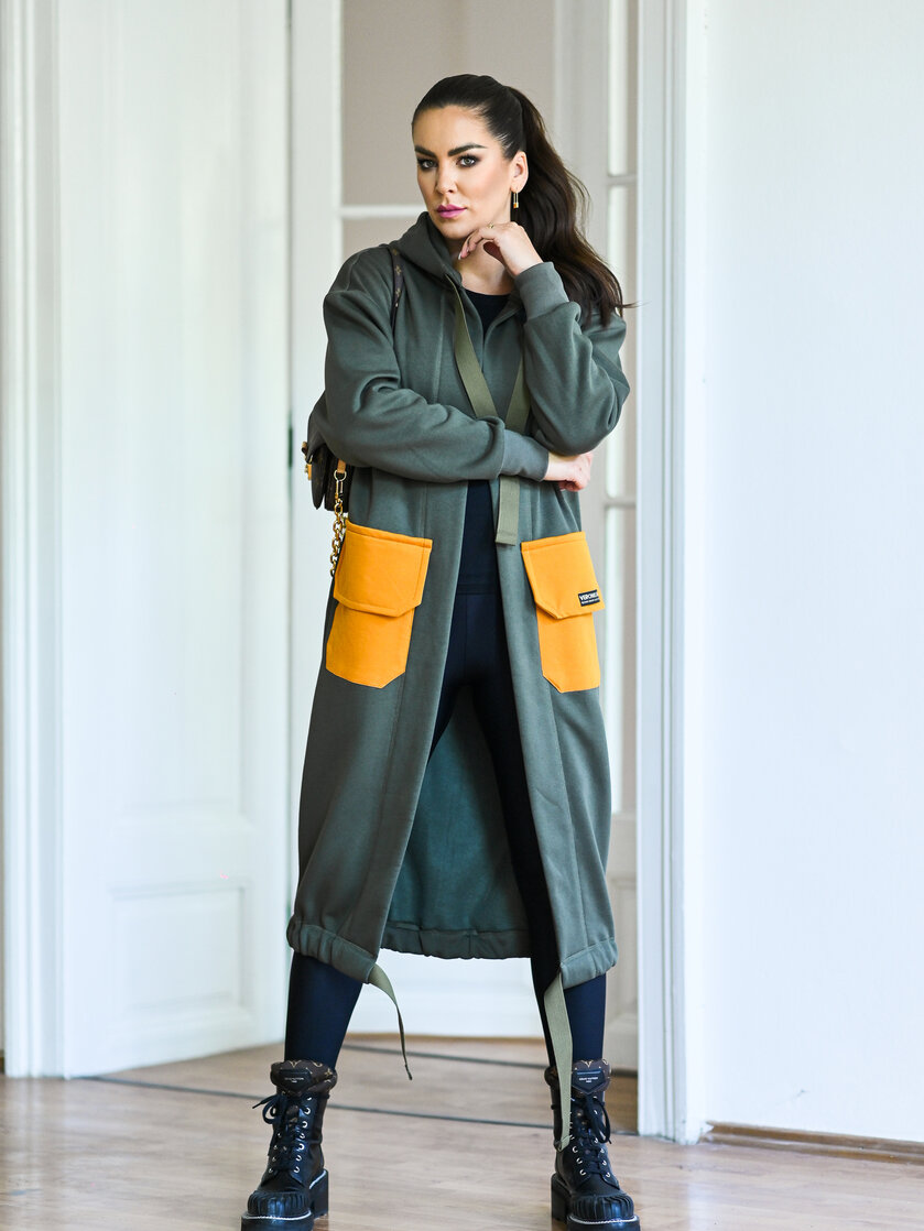 KARDIGAN KHAKI & OCHER / 2 DĹŽKY NA VÝBER !