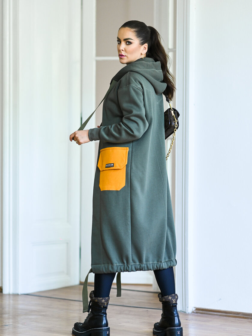 KARDIGAN KHAKI & OCHER / 2 DĹŽKY NA VÝBER !