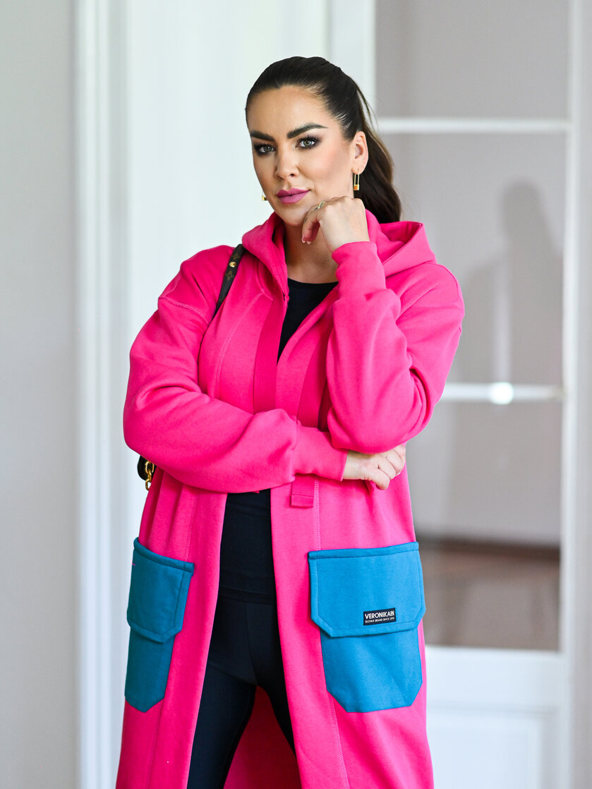 KARDIGAN MAGENTA & OPAL GREEN / 2 DĹŽKY NA VÝBER !