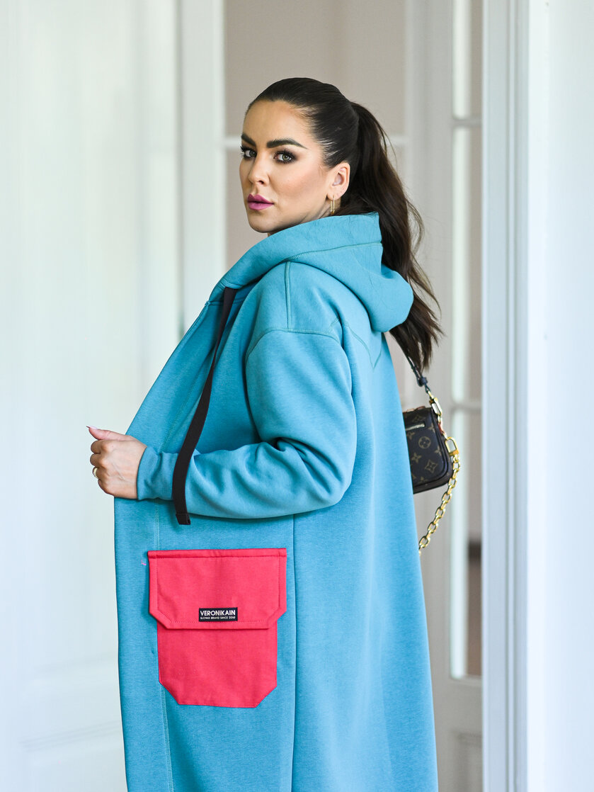 KARDIGAN MINT GREEN & SALMON / 2 DĹŽKY NA VÝBER !