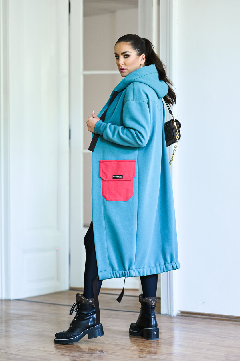 KARDIGAN MINT GREEN & SALMON / 2 DĹŽKY NA VÝBER !