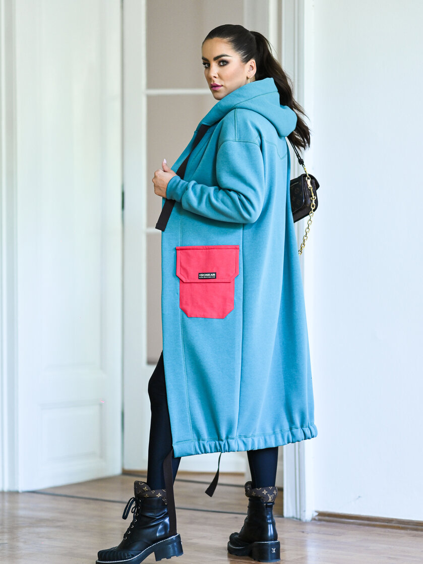 KARDIGAN MINT GREEN & SALMON / 2 DĹŽKY NA VÝBER !