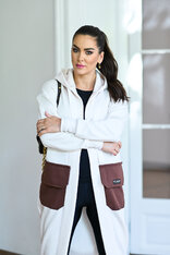 KARDIGAN OFF WHITE & BROWN / 2 DĹŽKY NA VÝBER !