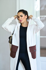 KARDIGAN OFF WHITE & BROWN / 2 DĹŽKY NA VÝBER !