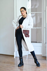 KARDIGAN OFF WHITE & BROWN / 2 DĹŽKY NA VÝBER !
