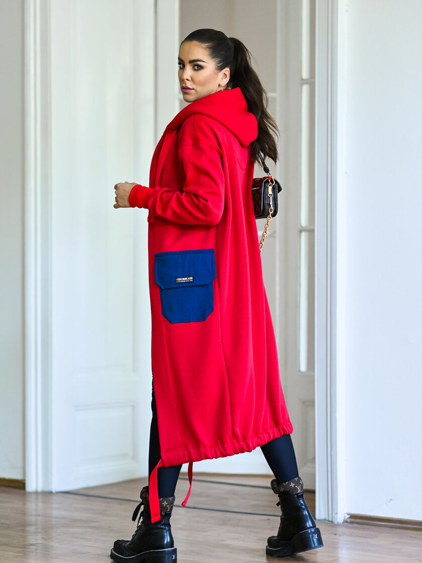 KARDIGAN RED & MIDNIGHT BLUE / 2 DĹŽKY NA VÝBER !
