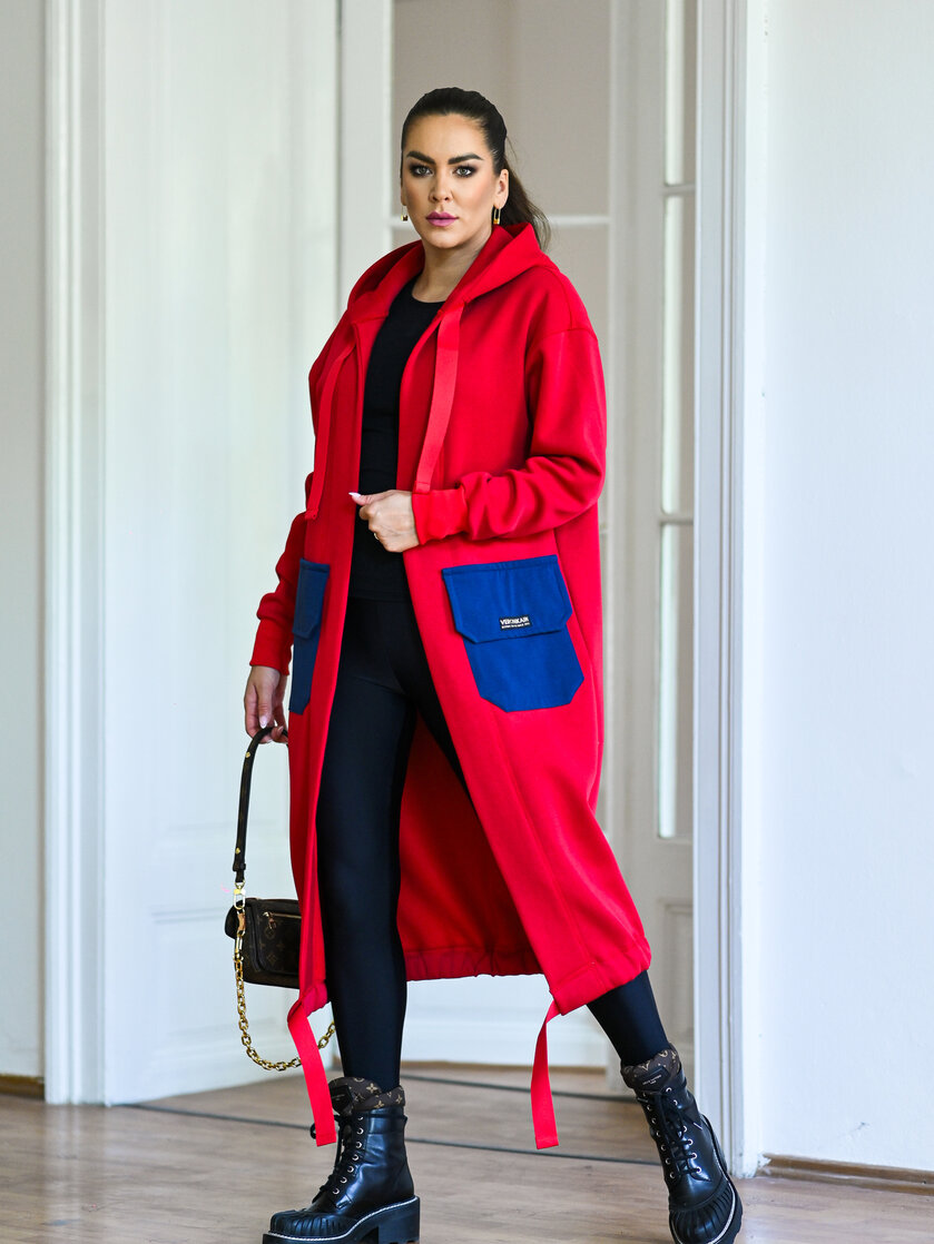 KARDIGAN RED & MIDNIGHT BLUE / 2 DĹŽKY NA VÝBER !