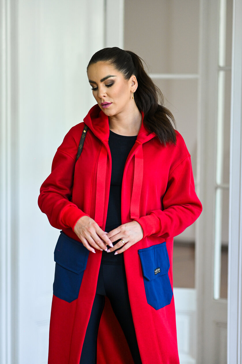 KARDIGAN RED & MIDNIGHT BLUE / 2 DĹŽKY NA VÝBER !