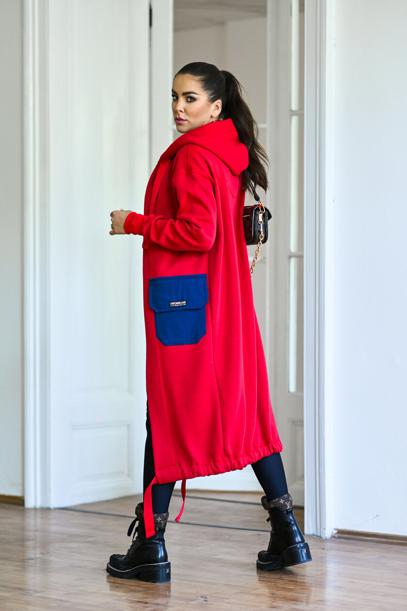 KARDIGAN RED & MIDNIGHT BLUE / 2 DĹŽKY NA VÝBER !