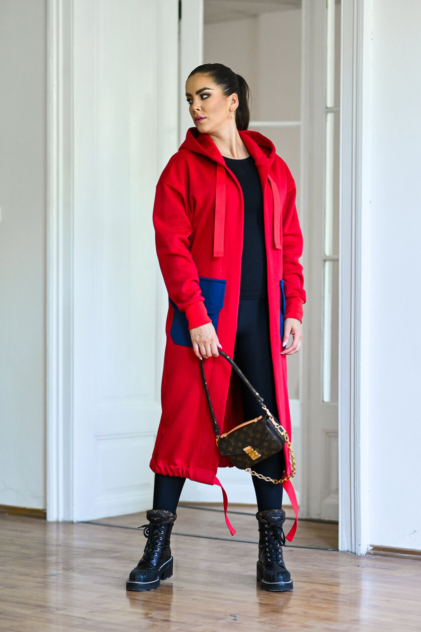 KARDIGAN RED & MIDNIGHT BLUE / 2 DĹŽKY NA VÝBER !