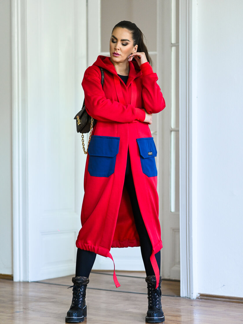 KARDIGAN RED & MIDNIGHT BLUE / 2 DĹŽKY NA VÝBER !