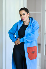 KARDIGAN SKY BLUE & CINNAMON / 2 DĹŽKY NA VÝBER !