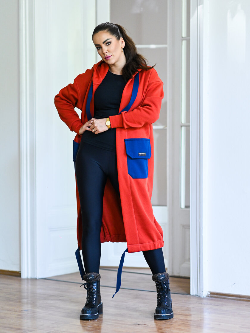 KARDIGAN TERRACOTTA & MIDNIGHT BLUE / 2 DĹŽKY NA VÝBER !