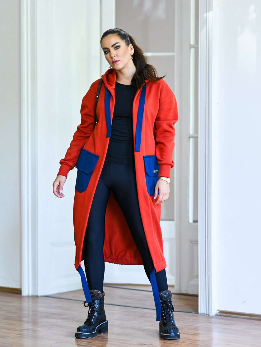 KARDIGAN TERRACOTTA & MIDNIGHT BLUE / 2 DĹŽKY NA VÝBER !