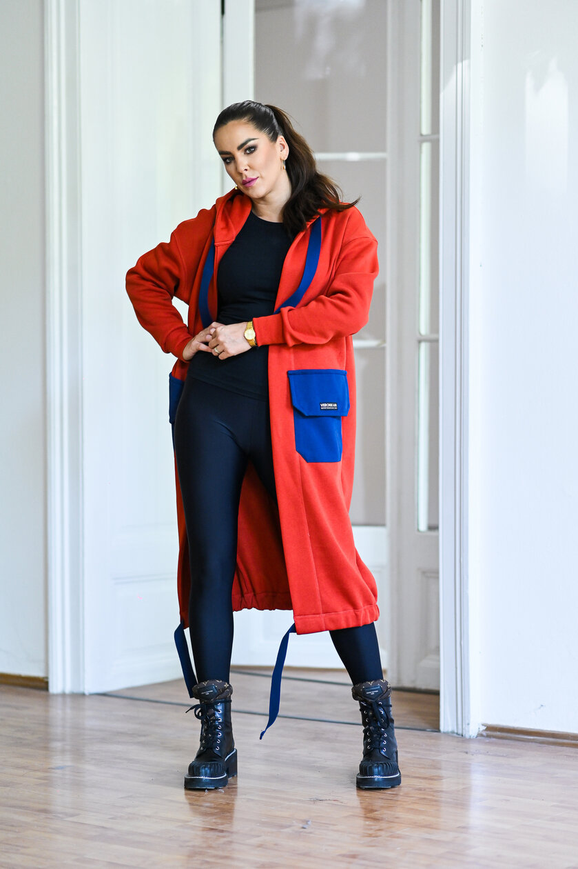 KARDIGAN TERRACOTTA & MIDNIGHT BLUE / 2 DĹŽKY NA VÝBER !