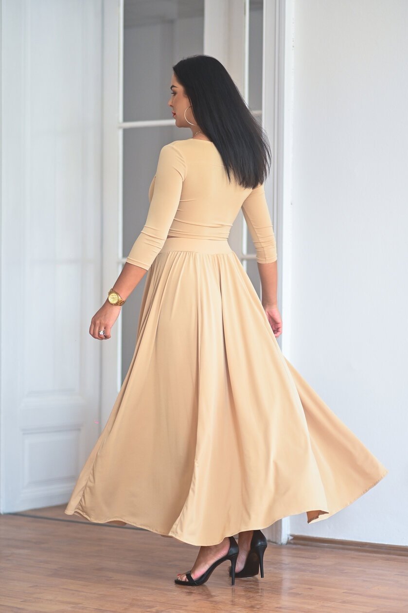 KOMPLET DLHÁ SUKŇA + CROP TOP S VÝSTRIHOM - RÔZNE DĹŽKY RUKÁVA / VŠETKY FARBY