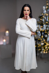 MIDI ŠATY “PARIS” S LODIČKOVÝM VÝSTRIHOM A ROZŠÍRENÝMI RUKÁVMI