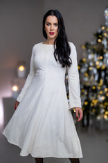 MIDI ŠATY “PARIS” S LODIČKOVÝM VÝSTRIHOM A ROZŠÍRENÝMI RUKÁVMI