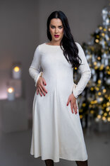 MIDI ŠATY “PARIS” S LODIČKOVÝM VÝSTRIHOM A ROZŠÍRENÝMI RUKÁVMI