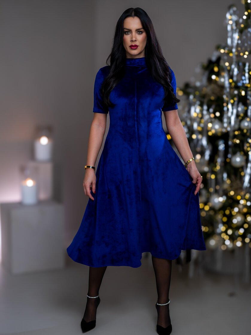 MIDI ŠATY “PARIS” S PRINECHANÝM STOJAČIKOM A PRILIEHAVÝMI RUKÁVMI