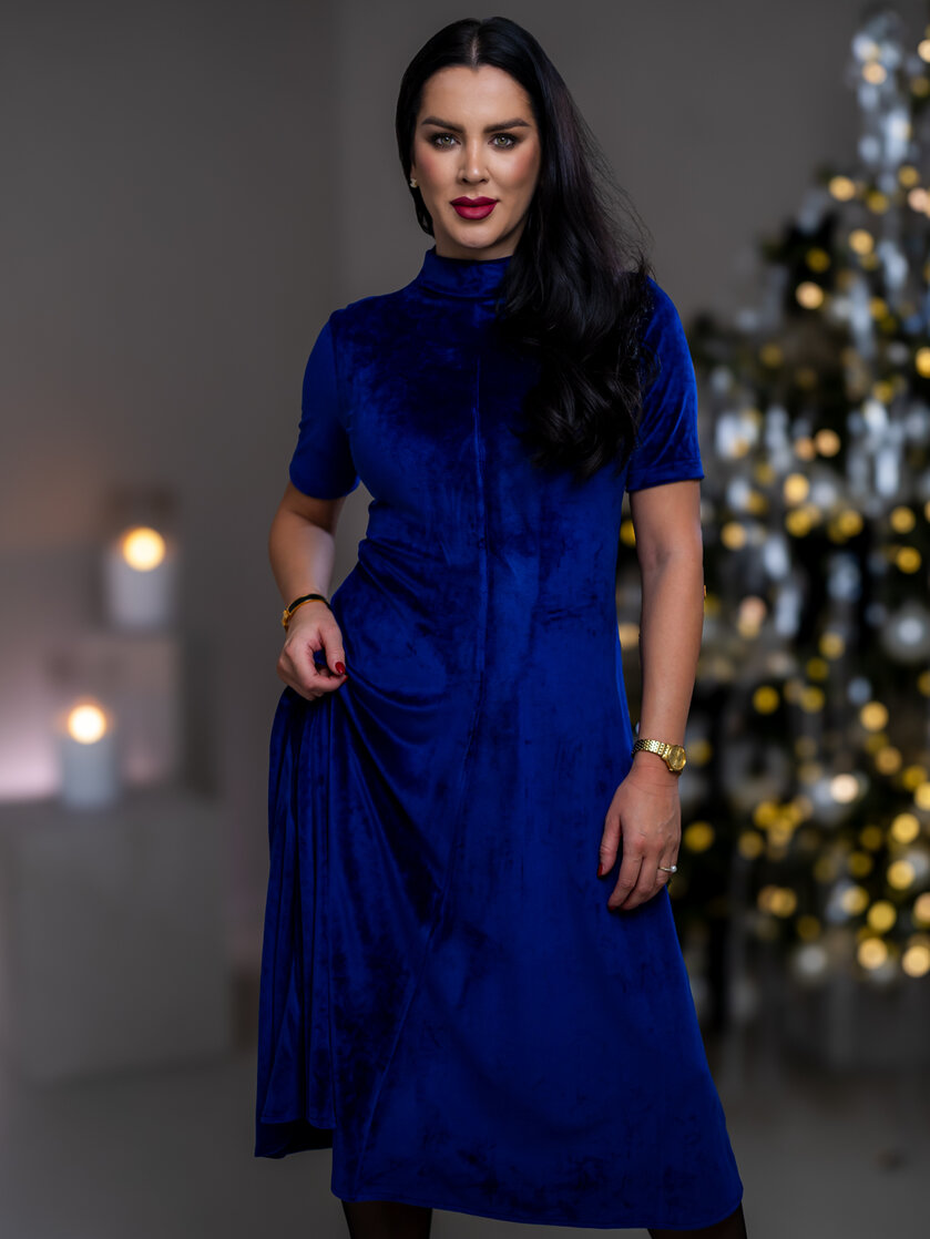 MIDI ŠATY “PARIS” S PRINECHANÝM STOJAČIKOM A PRILIEHAVÝMI RUKÁVMI