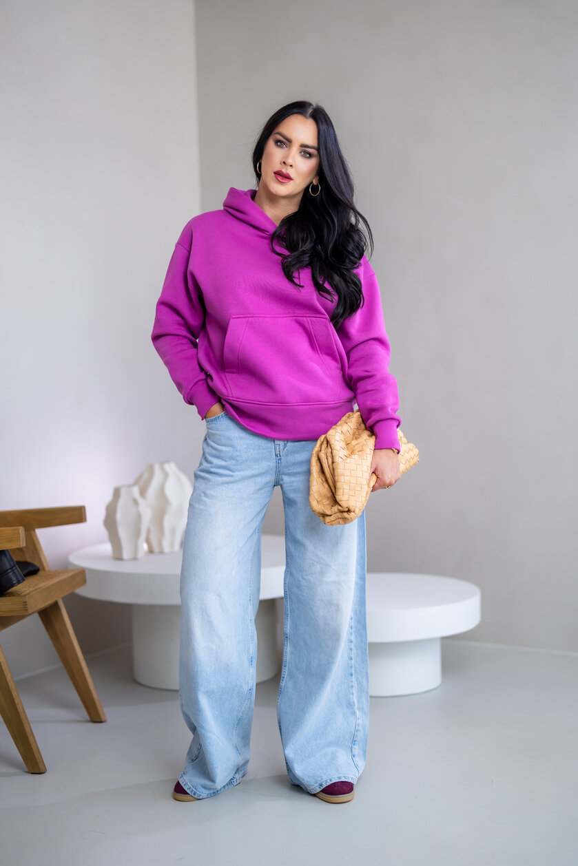MIERNE OVERSIZE MIKINA “KARLA” - S VRECKOM A KAPUCŇOU
