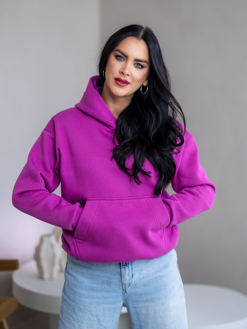 MIERNE OVERSIZE MIKINA “KARLA” - S VRECKOM A KAPUCŇOU
