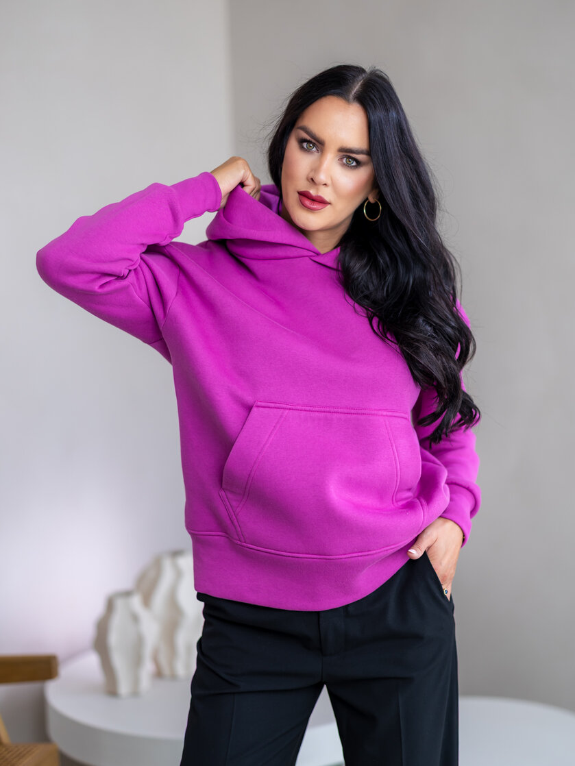 MIERNE OVERSIZE MIKINA “KARLA” - S VRECKOM A KAPUCŇOU
