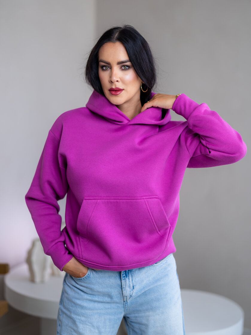 MIERNE OVERSIZE MIKINA “KARLA” - S VRECKOM A KAPUCŇOU
